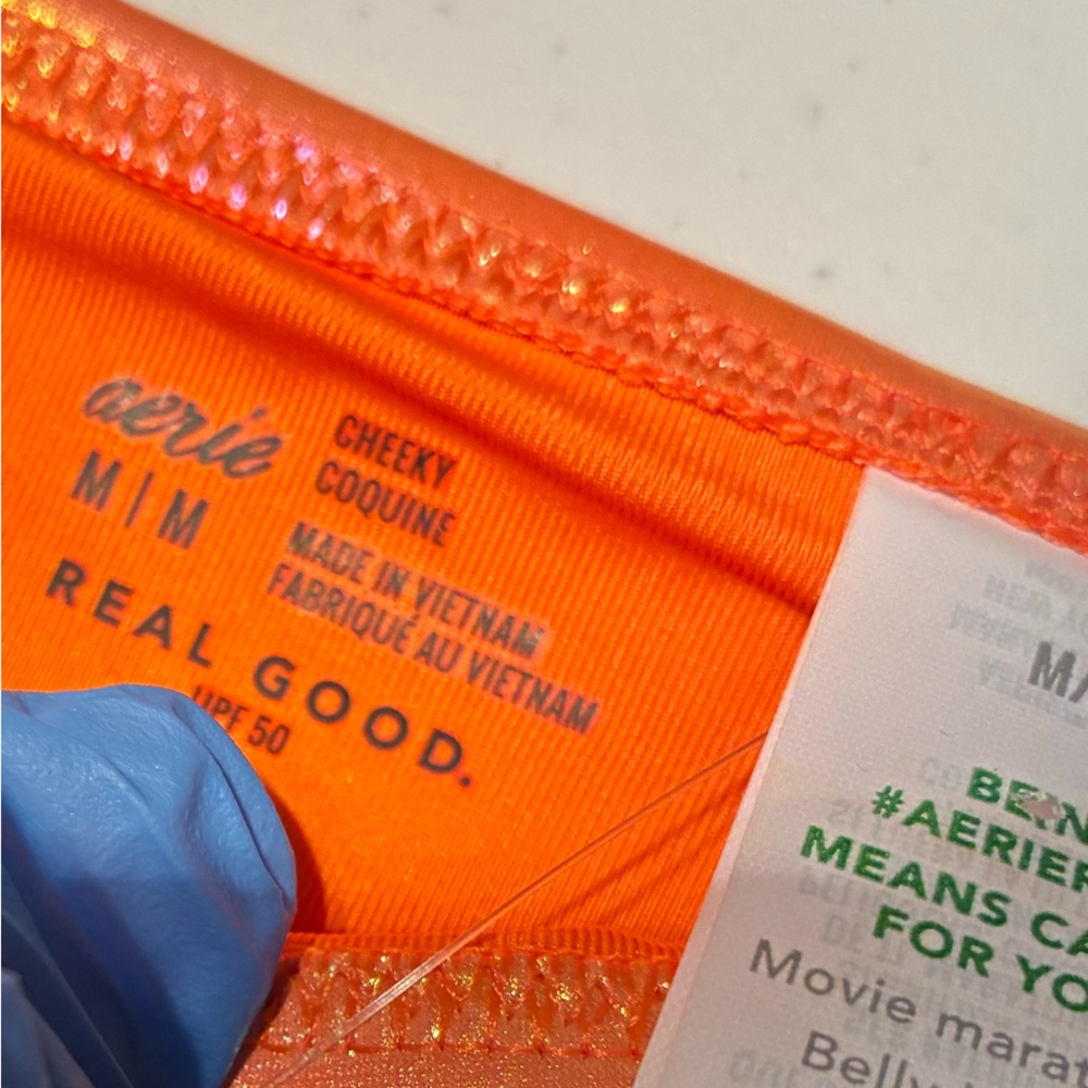NWT Aerie Metallic Low Rise Cheeky Bikini Bottom in Orange Size Large - Picture 7 of 8